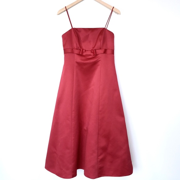 David’s Bridal Red Satin Formal Dress - Picture 1 of 7